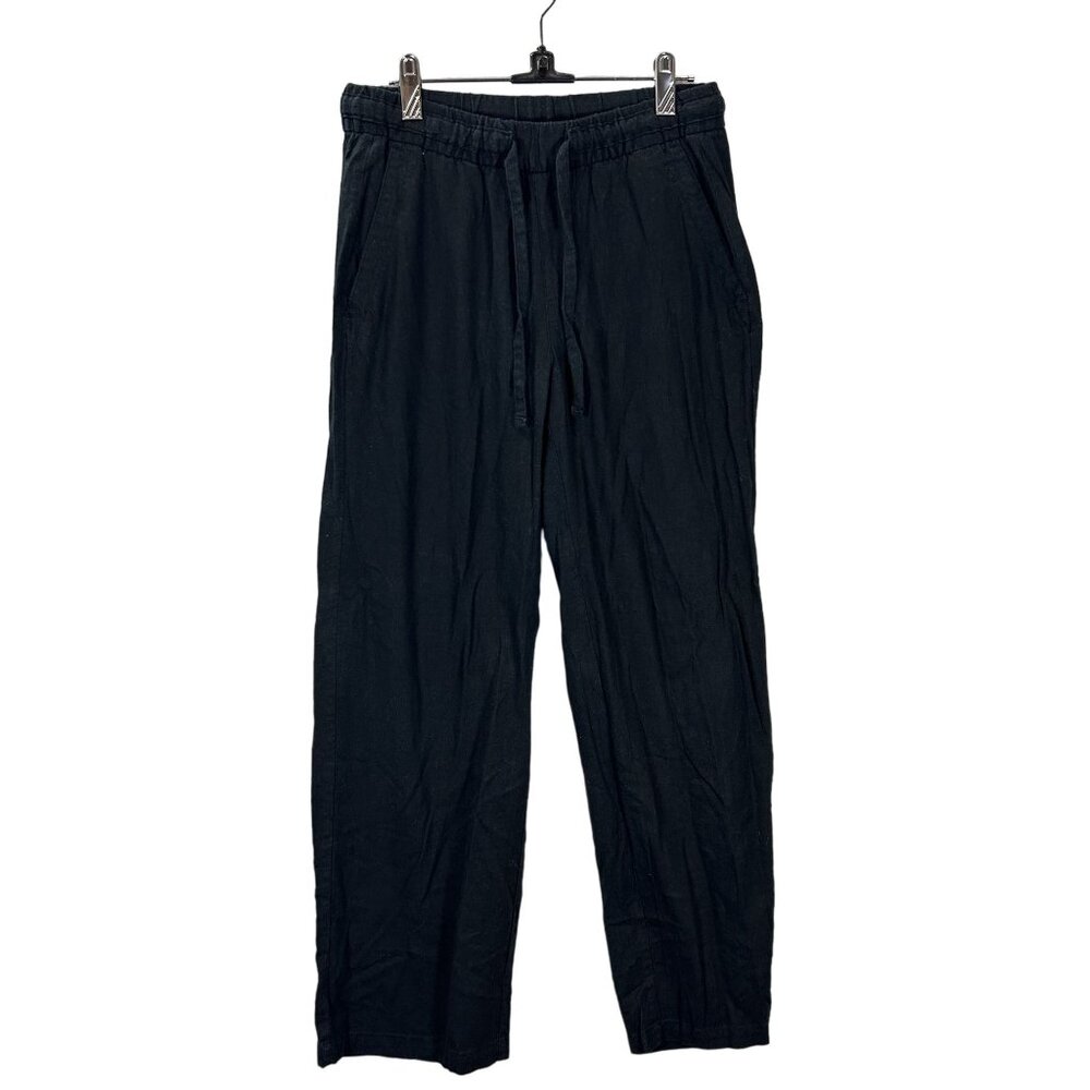 Old Navy Womens Black Elastic Waist Lounge Linen Blend Pants XS Wide Leg Pull On